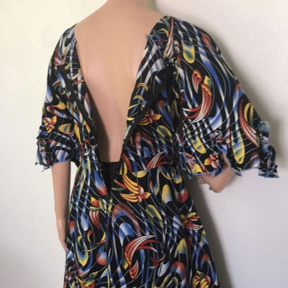 Ethnic Bird Print Maxi Dress with Flutter Sleeves - Picture 14 of 17